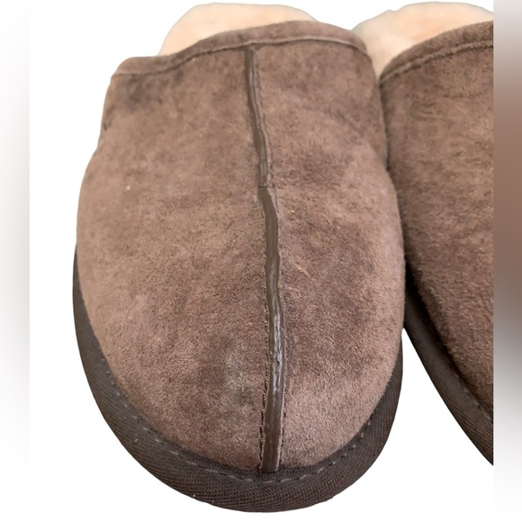 UGG Scuff Slipper Shoes Men's 10 Brown Suede Shearling Lined Comfort Sli… - Picture 3 of 10